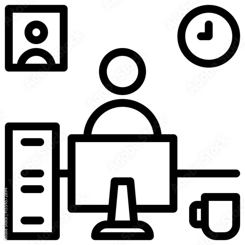 freelance icon vector with line style