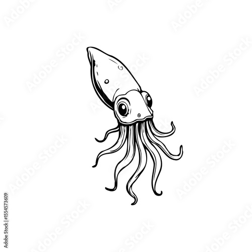 Squid vector illustration isolated on a white background showcasing marine wildlife and oceanic animals in design for creative projects