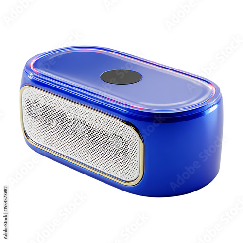 Portable Bluetooth Speaker Sleek Blue Design with DiamondPattern Grill On Transparent Background