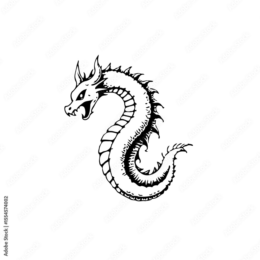 Fototapeta premium Intricate dragon artwork capturing mythical creature strength embodying fantasy and folklore elements with detailed linework showcasing artistic talent making it perfect print