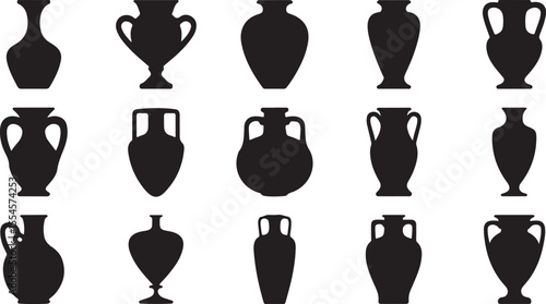 Ancient Vase Silhouette Collection Vector Art for Historical Projects