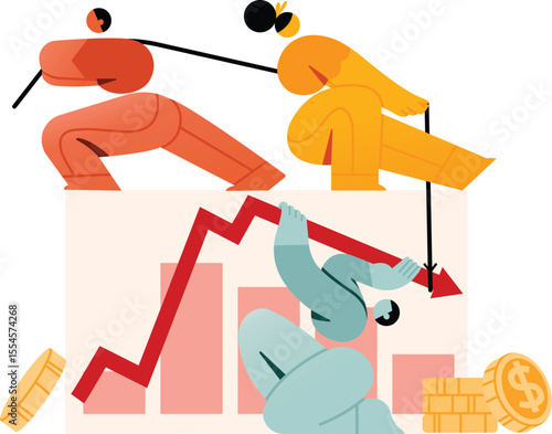 Economic Downturn People Struggling Against Financial Crisis