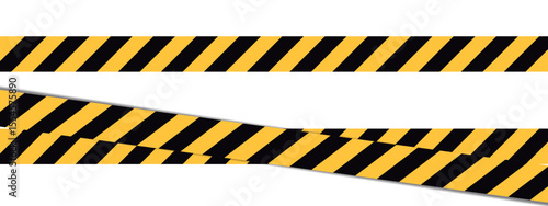 Diagonal striped caution tape vector illustration for construction barriers, crime scene borders, or safety warnings featuring bold, parallel lines for graphic design