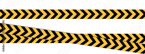 Chevron pattern caution tape vector for warning tape, road safety barricades, or danger zone markings with strong, directional arrows suitable for industrial design and backgrounds