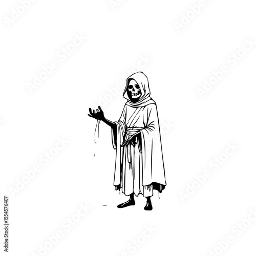 Grim reaper illustration depicting mortality and the ephemeral nature of existence within the cosmos or universe