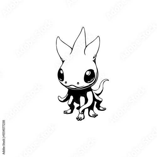 Charming creature with unique features: An adorable blend of animalistic fantasy and octopus, a cute monster