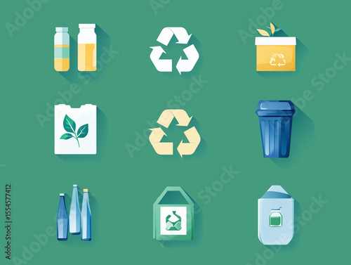 Eco-Friendly Recycling and Waste Management Icons