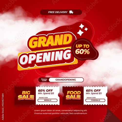 Wallpaper Mural Grand Opening Shopping day Sale discount deals Editable text effect with Exclusive Red gradient Pop up style Cloudy Promotion Marketing banner  Torontodigital.ca