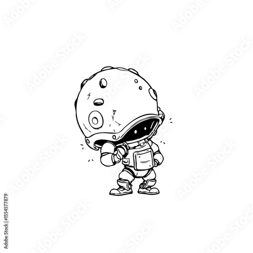 Cartoon astronaut exploring space wearing a helmet standing confidently ready for interstellar journey ready to discover