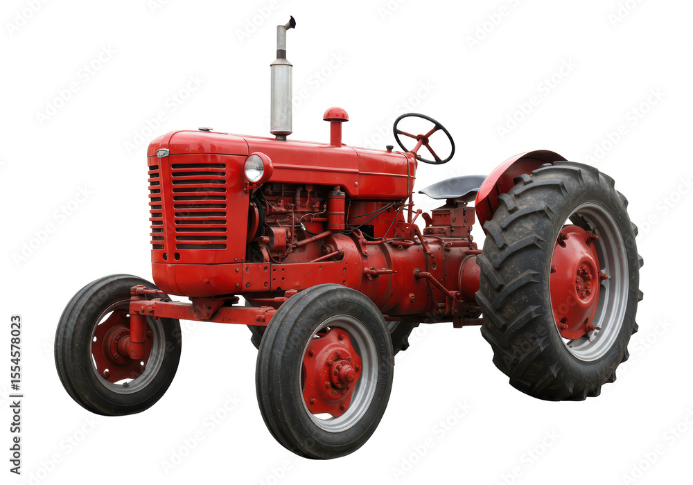 Obraz premium Isolated Vintage Red Tractor for Farming