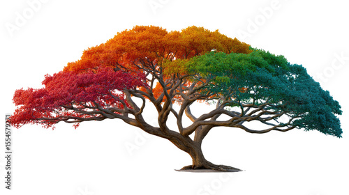 Rainbow Tree: A vibrant and surreal tree displaying a kaleidoscope of autumn colors, embodying the beauty of nature's diversity and the changing seasons.