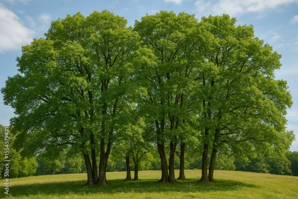 Fototapeta premium Lush green trees under sky.