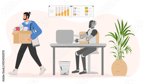 AI Robot People Unemployment Job loss Work problem