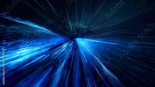 Abstract digital illustration of a space tunnel with light streaks.