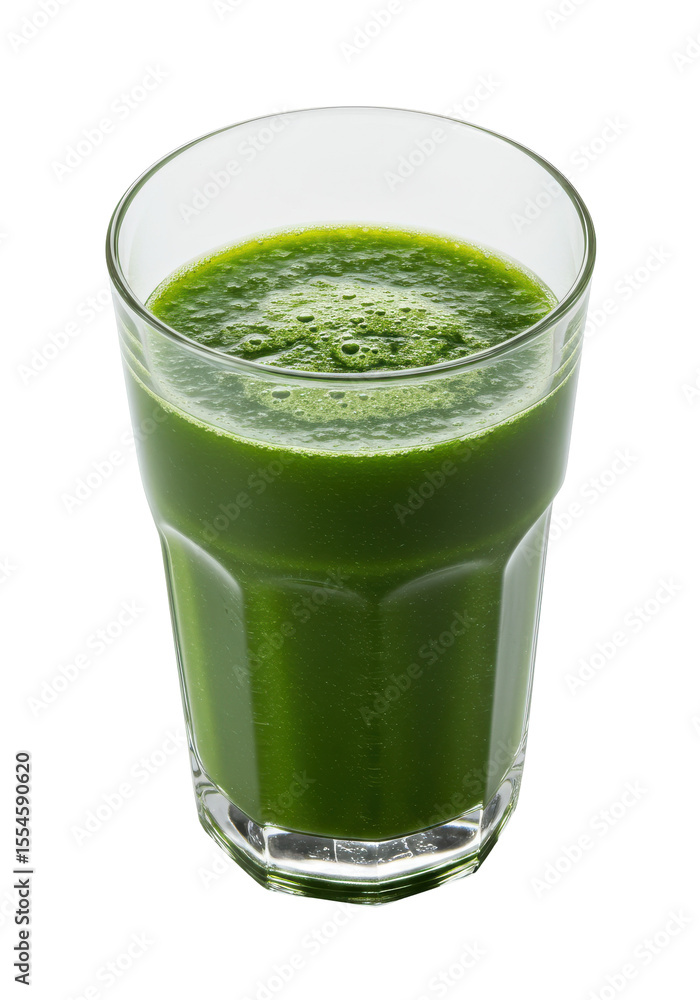 Vibrant green smoothie in a clear glass, filled nearly to the brim. Bubbles on top Vibrant green smoothie in a clear glass, filled nearly to the brim. Bubbles on top