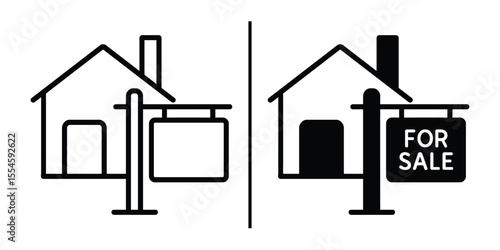 For Sale Signs: Symbolic of the real estate industry, these signs showcase a house silhouette, and represent the opportunities and potential of a home.