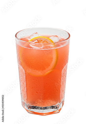 Wallpaper Mural Glass of cold refreshing drink with a citrus slice, ice cubes and condensation Torontodigital.ca