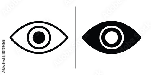 Seeing and Perception: A minimalist black and white illustration symbolizes perception and observation, with two distinct eye icons representing the act of seeing and the duality of vision.