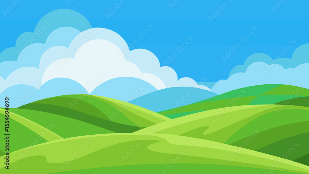 Rolling Green Hills Vector Illustration Rolling Green Hills Vector Illustration