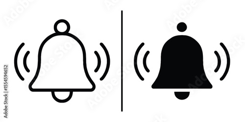Notification Bell Icons: A pair of simple, stylized bell icons, one outlined and one filled in black, represent the concept of alerts, notifications, and reminders. 