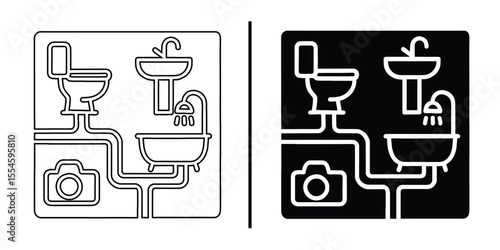 Bathroom Plumbing System Icons 