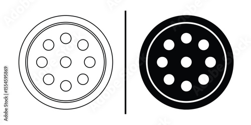 Pizza Design: A top-down graphic depiction of pizza, showing the arrangement of the toppings in a tasty style. The contrasting design between the left and right displays creativity.