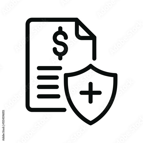 Financial Security Icon Document with Dollar Sign and Protective Shield