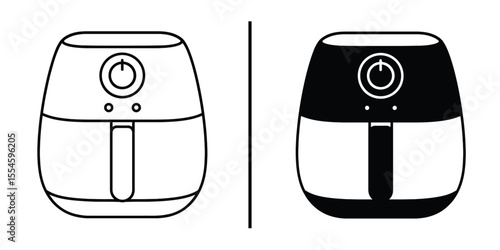 Air Fryer Innovation: A visual exploration of an air fryer's design, showcasing both its functional form and its sleek, modern aesthetic in a dual-toned presentation. 