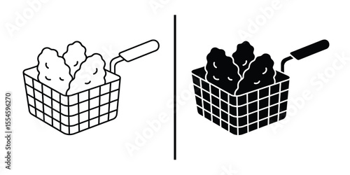 Crispy Chicken Nuggets: A delectable illustration showcasing golden-brown chicken nuggets served in a classic wire basket, a perfect representation of a quick snack or a fast food favorite. 