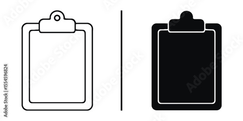 Clipboard Duo: A visually arresting contrast between a white-filled and a black-filled clipboard, separated by a vertical line.