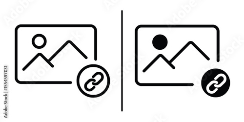 Linked Image Icons: Clean and modern line icons representing the concept of connecting or linking an image. The images represent options for content creation.