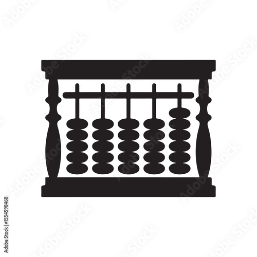 Abacus Counting Tool Silhouette for Education and Finance
