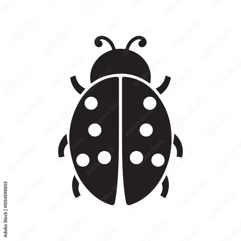 Adorable Black Ladybug Insect Silhouette with Polka Dots Adorable Black Ladybug Insect Silhouette with Polka Dots