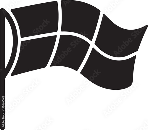Simple Black Silhouette of a Wind Direction Indicator Flag Icon