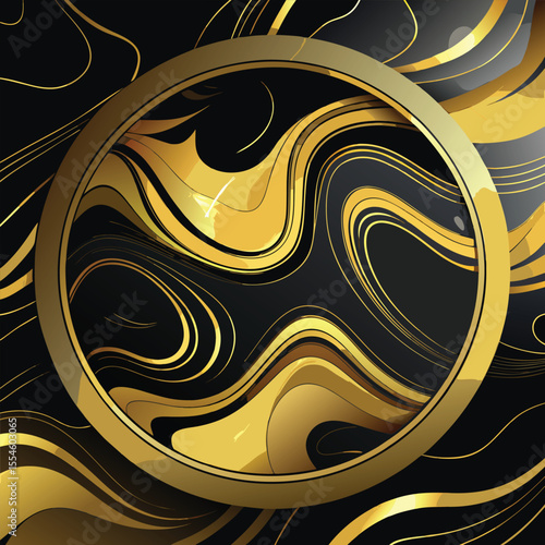 Elegant Black and Gold Marble Swirl Design Luxury Abstract Background