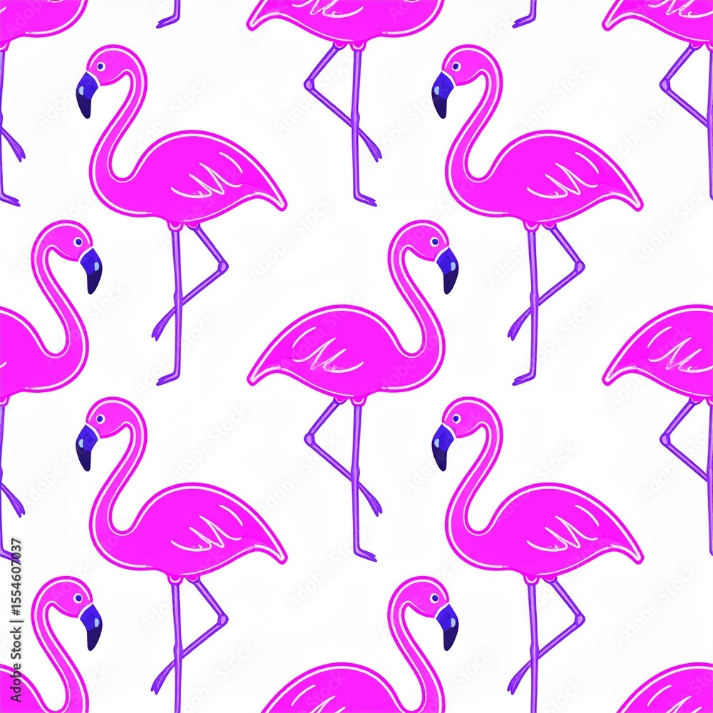 Obraz premium seamless pattern with neon flamingos