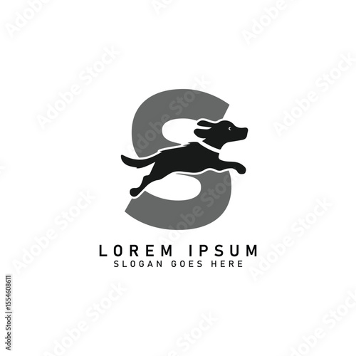 Initial Letter S Dog Logo. Alphabet S Dog Design vector illustration