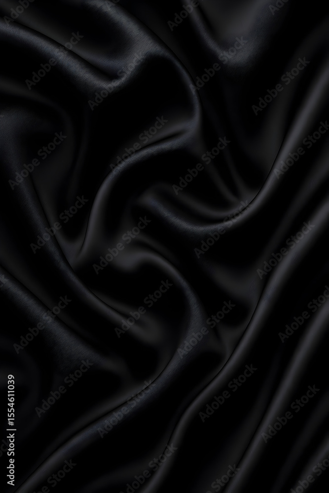 Obraz premium Luxury Black Satin Fabric Texture Background with Soft Folds