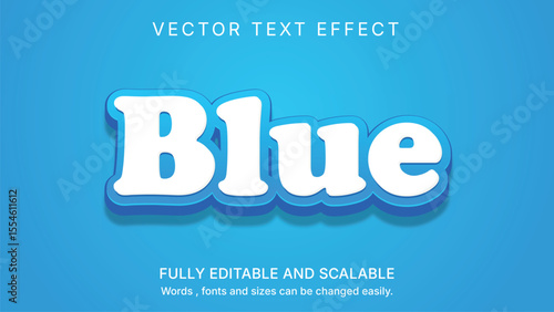 Editable Text Effect –  Blue, Clean Bold Cartoon Style Vector Typography