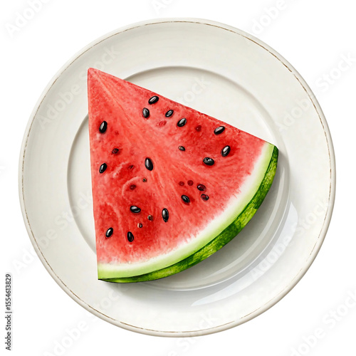 Top View Watermelon Slice PNG – Juicy Red Fruit Isolated on White Background

