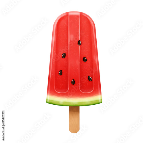 watermelon popsicle ice cream isolated on white background 