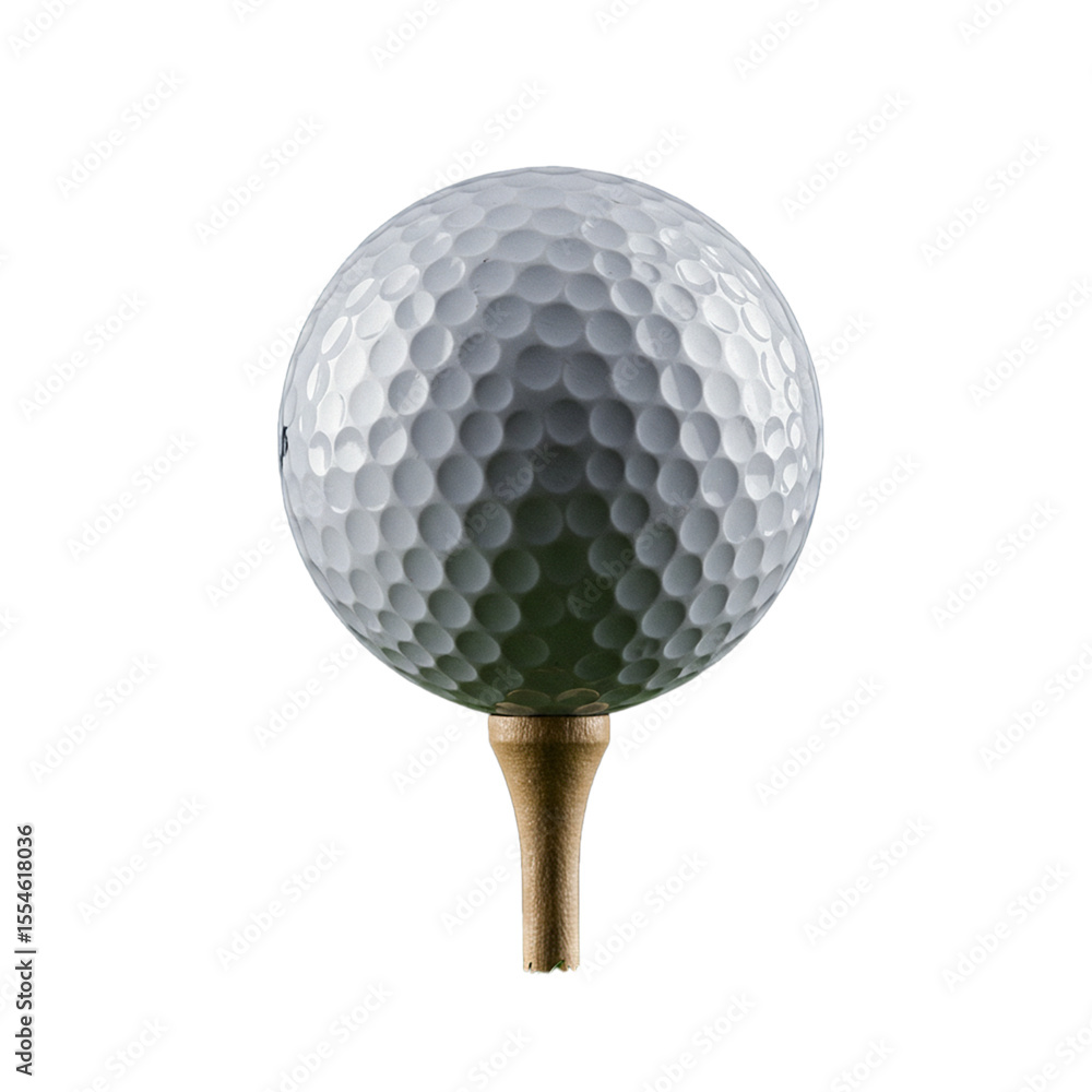 golf ball on the tee isolated on white background golf ball on the tee isolated on white background