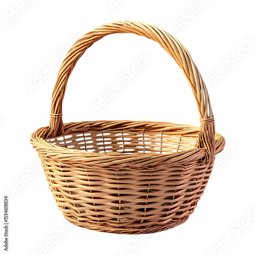 Wicker Basket Rustic Woven Basket with Handle for Crafts Gifts  Home Decor On Transparent Background