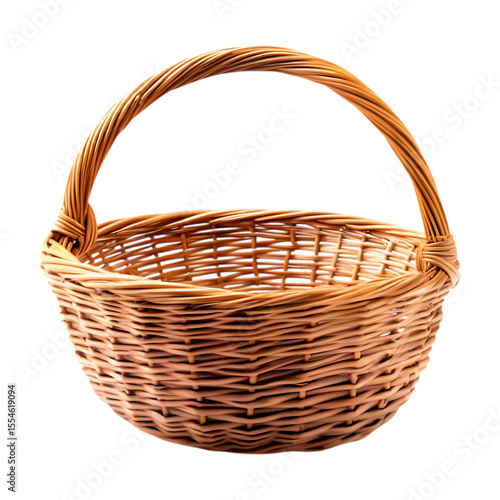 Wicker Basket Rustic Handwoven Container for Gifts Crafts and Home Decor On Transparent Background