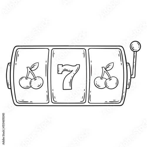 Slot machine icon. Hand drawn illustration of slot machine vector icon for web design