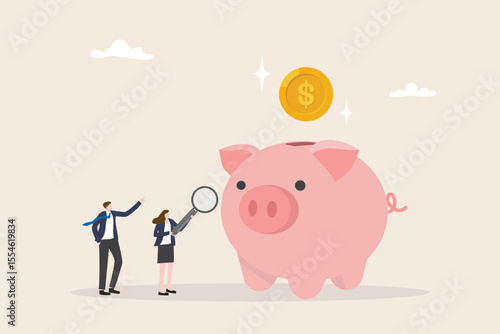 Financial saving money for retirement concept. Money management, strategy or plan for high return investment. Data analysis risk management and security for growth earning. flat vector illustration.