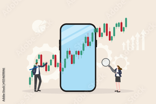 Strategy or Data analysis planning for high return investment concept. Saving money for retirement, Financial and money management, risk management for growth earning flat vector illustration.