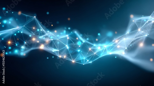 Futuristic blue technological background with glowing lines and triangles, perfect for digital, cyber, network, and innovation themed designs.