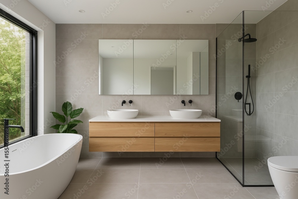 Fototapeta premium Modern minimalist bathroom design.