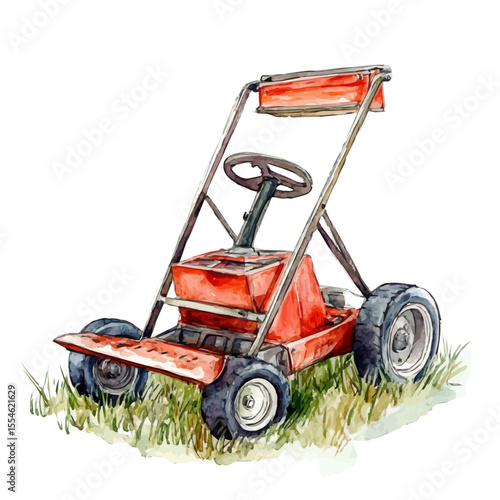Lawn Aerator, watercolor illustration vector, isolated on a white background.